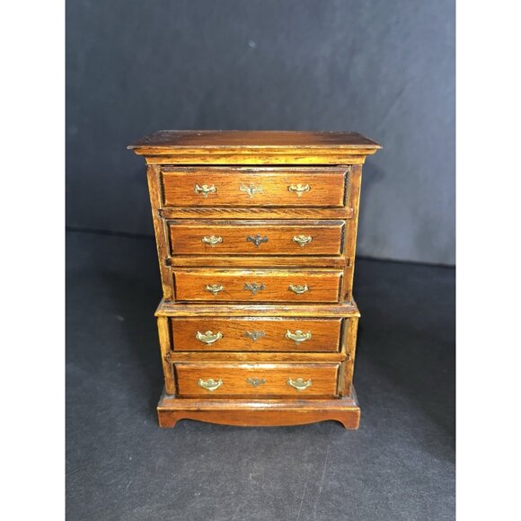 Vtg 4 Pc House of Miniatures Doll Furniture Dated Desk Dresser Bookshelf Clock - Picture 3 of 16